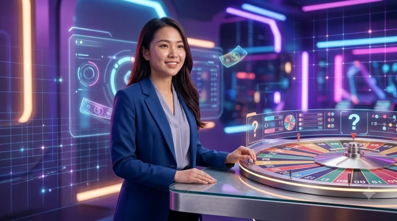 Biểu tượng câu hỏi phát sáng trên bàn spinning wheel game 88CLB