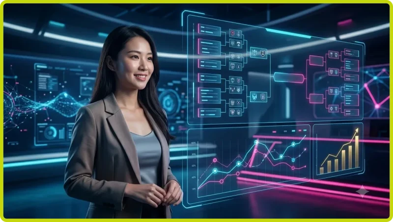 Không khí sôi động tại một giải đấu thể thao điện tử lớn với ánh sáng sân khấu rực rỡ.