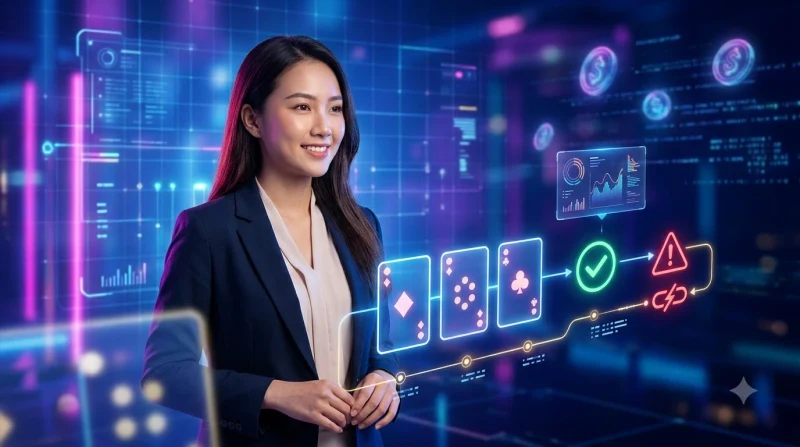 Minh họa các nguyên nhân phổ biến gây lỗi hạ bài phỏm như thiết bị yếu, ứng dụng cũ và thao tác quá nhanh