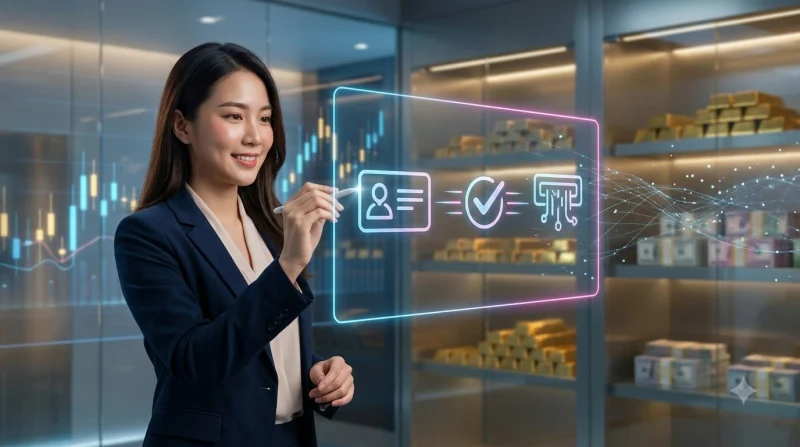 Minh họa các vật dụng cần chuẩn bị khi tạo tài khoản trực tuyến: điện thoại, giấy tờ tùy thân và thẻ thanh toán