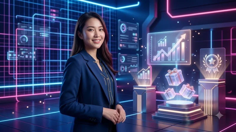 Minh họa lời kêu gọi tham gia nhận ưu đãi với cổng phần thưởng kỹ thuật số lung linh