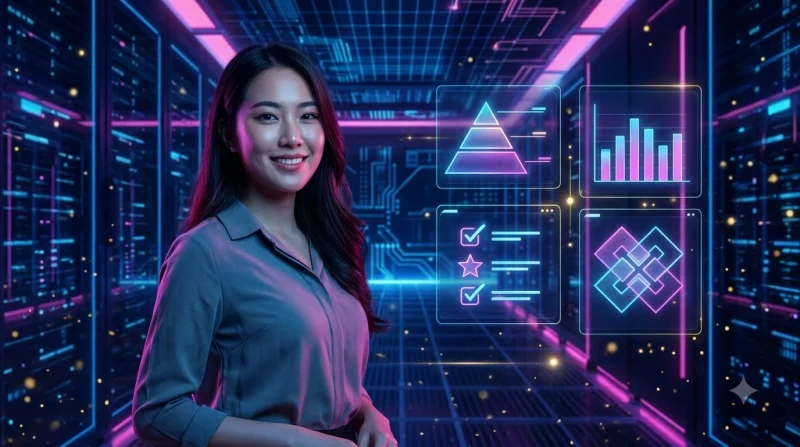 Minh họa tiêu chí đánh giá chính sách khuyến mãi với bảng kiểm tra hologram và các chỉ số phân tích