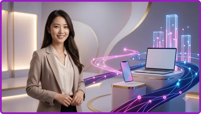 Người dùng cầm điện thoại thông minh bên cạnh máy tính xách tay trên bàn làm việc, thể hiện sự lựa chọn thiết bị phù hợp cho trải nghiệm 88CLB
