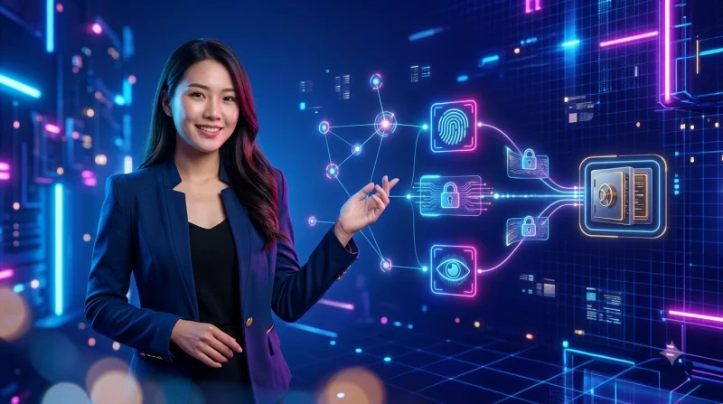 Trung tâm an ninh mạng với các lớp bảo vệ và khóa kỹ thuật số